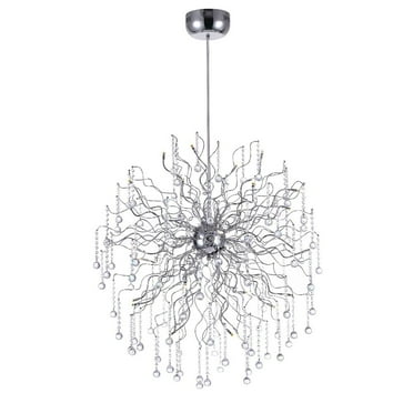 CWI Lighting Cherry Blossom 32 Light Transitional Metal Chandelier in Chrome