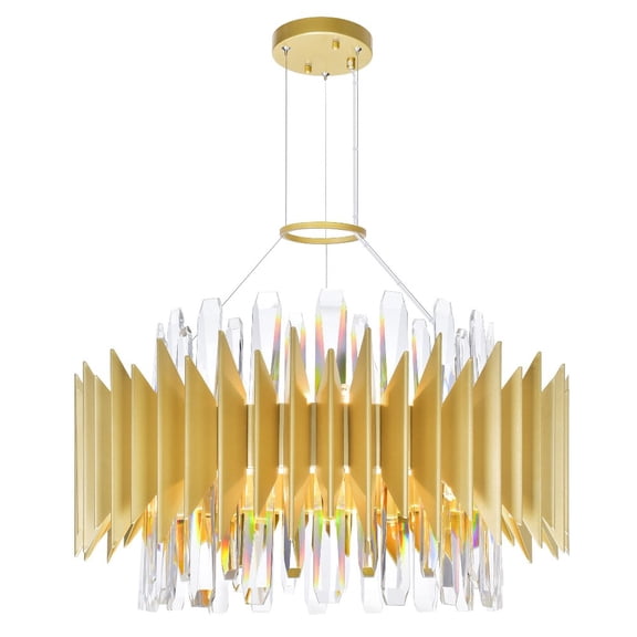 CWI Lighting Cityscape 12 Light Contemporary Metal Chandelier in Satin Gold