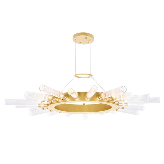 CWI Lighting Collar 21 Light Contemporary Metal Chandelier in Satin Gold
