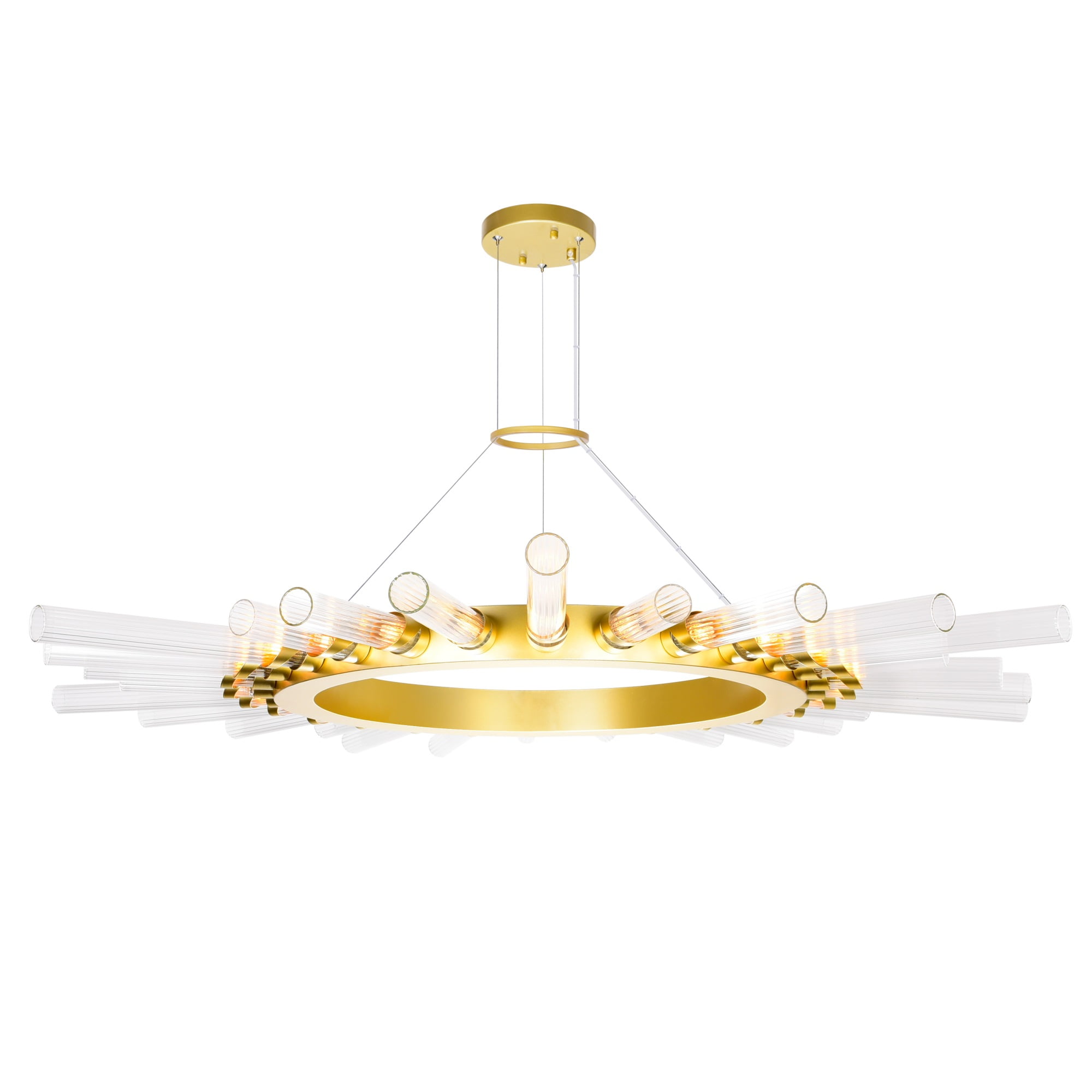 Satin Gold and Crystal 48" Modern Chandelier