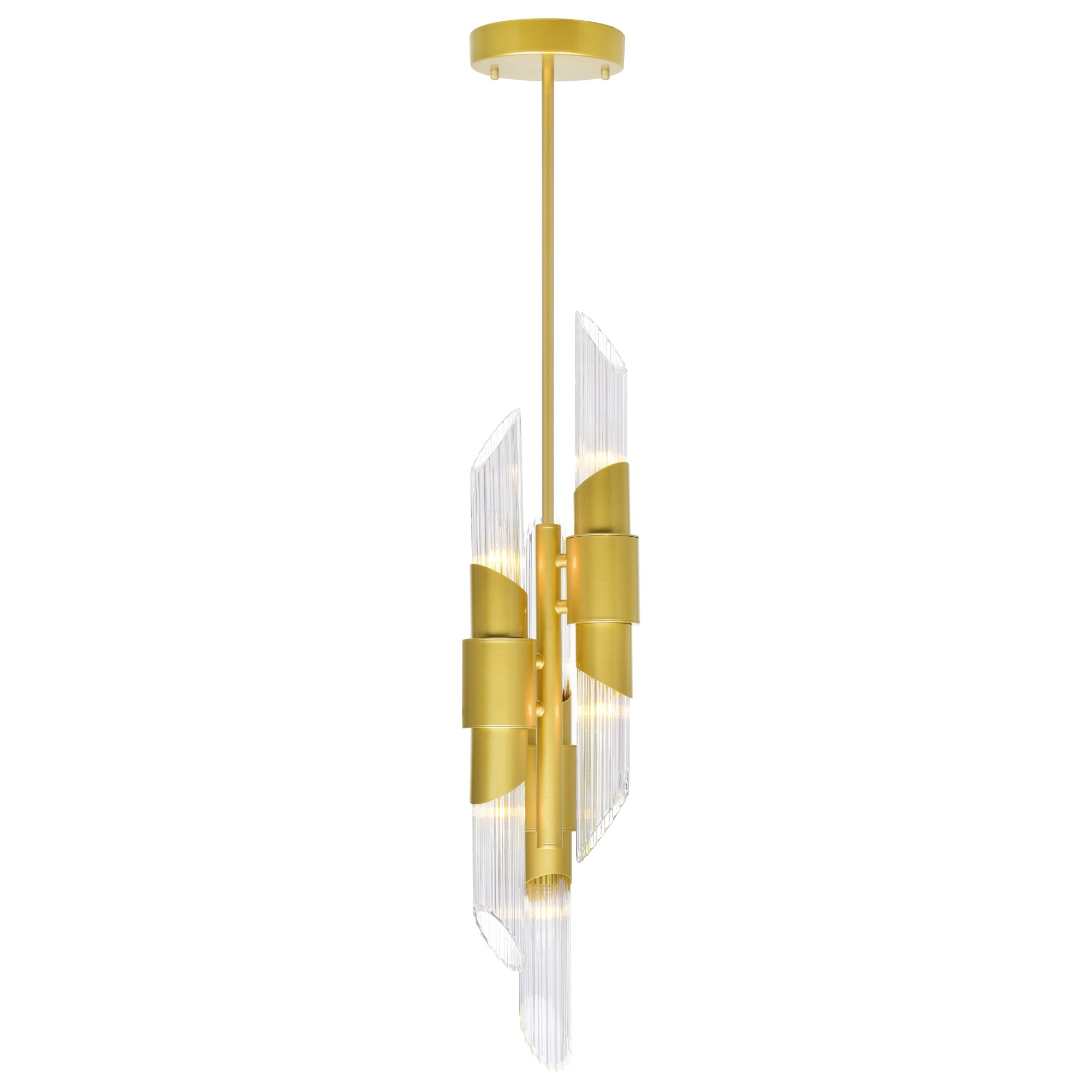 Elegant Mini Croissant 6-Light Gold Pendant with Glass Accents
