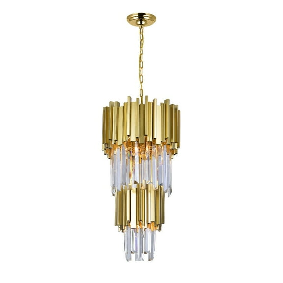 CWI Lighting Deco 4 Light Down Contemporary Metal Mini Chandelier in Gold