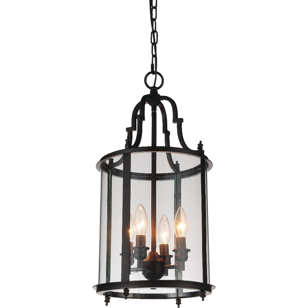 Bronze and Glass Mini Drum Pendant Light