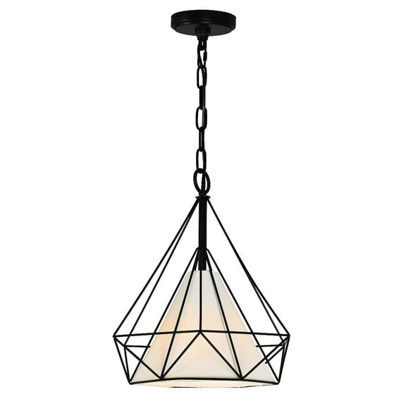 CWI Lighting Diamond 1 Light Down Contemporary Metal Pendant in Black
