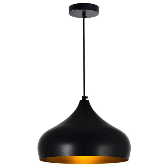CWI Lighting Dynamic 1 Light Down Contemporary Metal Pendant in Black