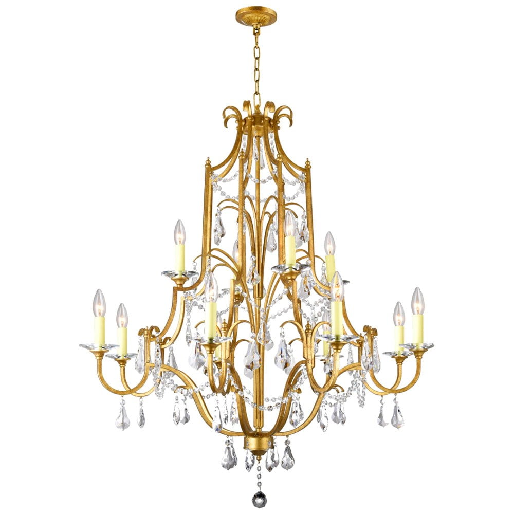 Electra 12-Light Oxidized Bronze and Crystal Candle Chandelier