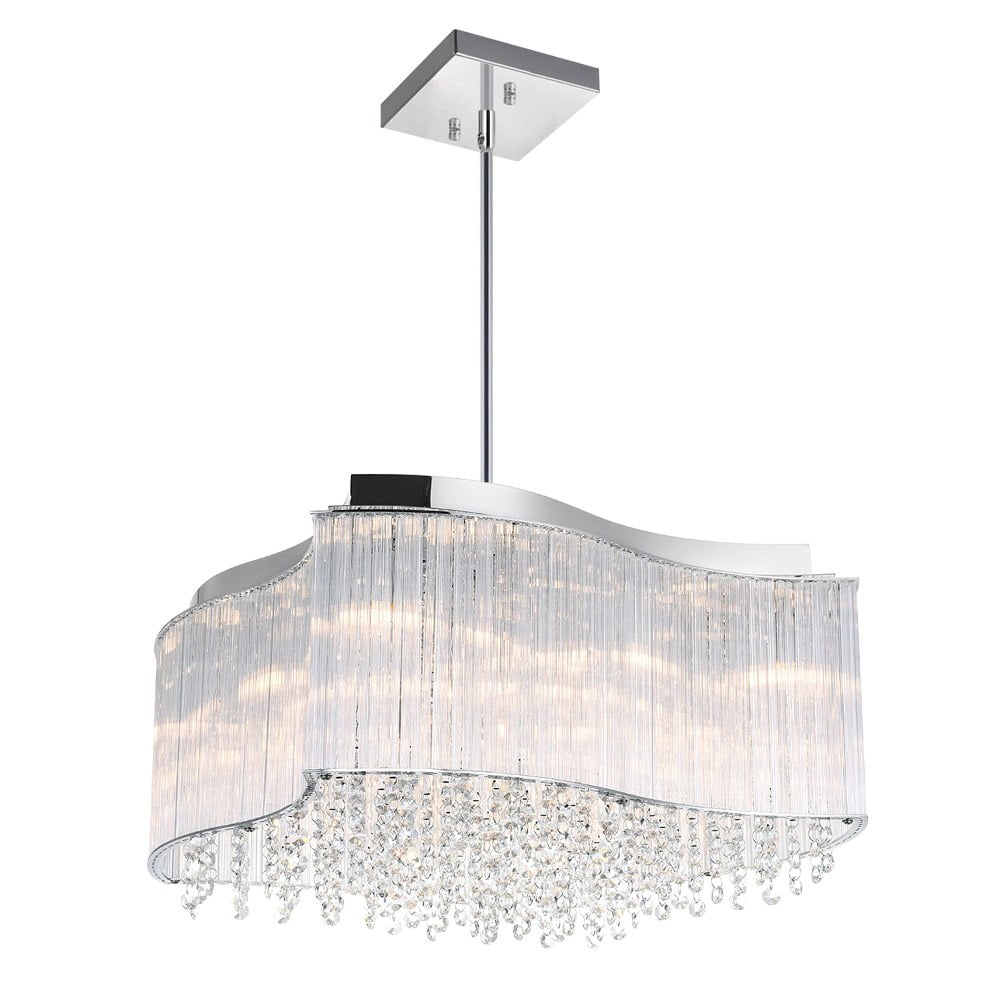 Elsa Chrome Mini Drum Shade Chandelier with Crystal Beads