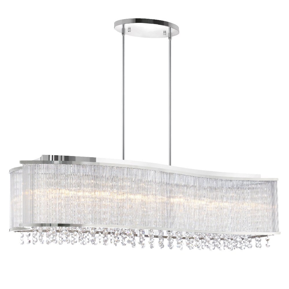 Elsa 6-Light Chrome Drum Shade Crystal Beaded Chandelier