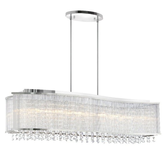 CWI Lighting Elsa 6 Light Drum Shade Transitional Metal Chandelier in Chrome