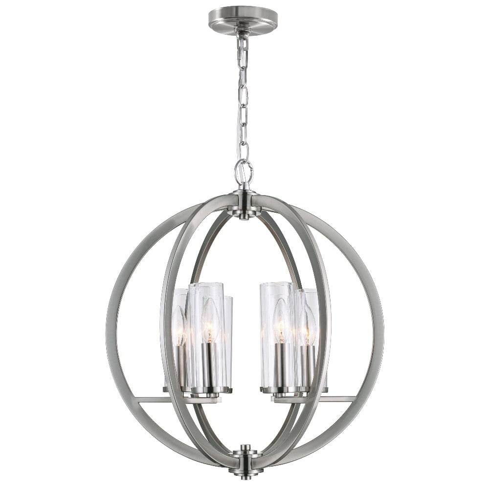 Elton Satin Nickel 19" Mini Orbital Chandelier with Crystal Accents