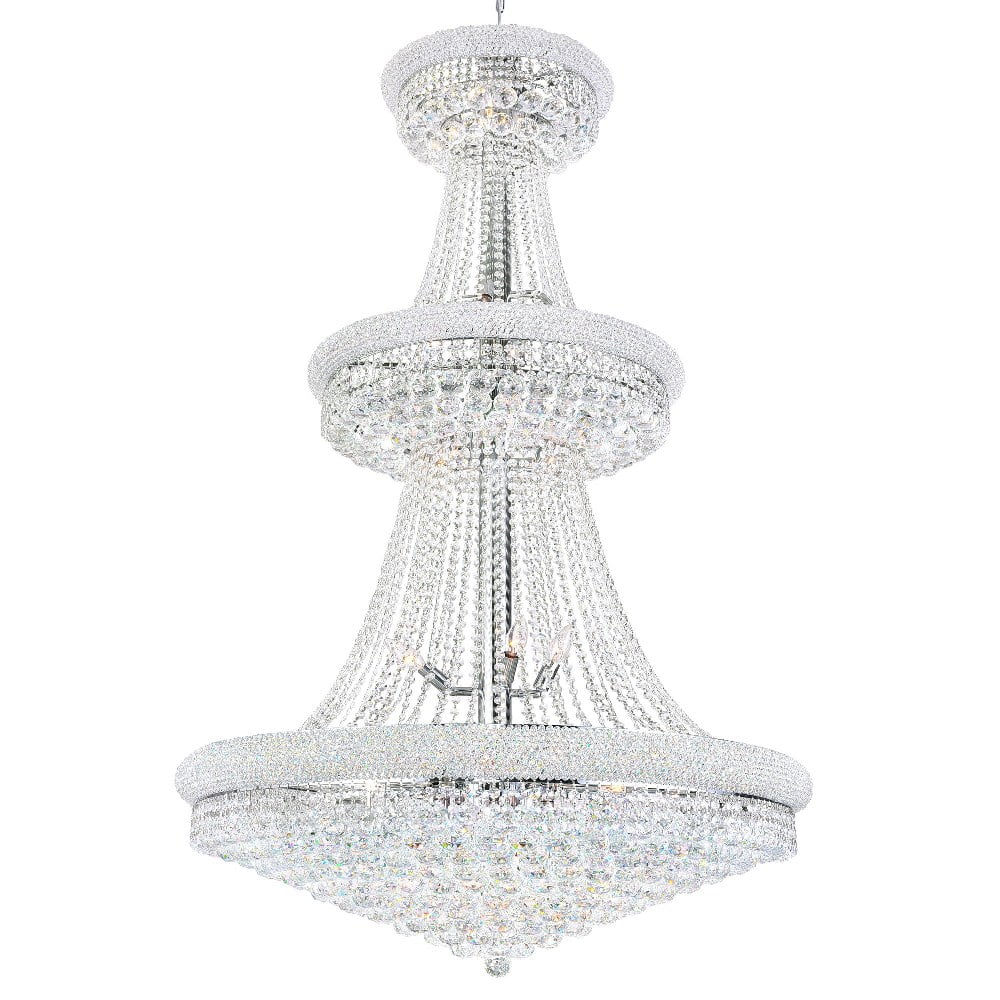 Empire 66" Tall Chrome and Crystal 34-Light Chandelier