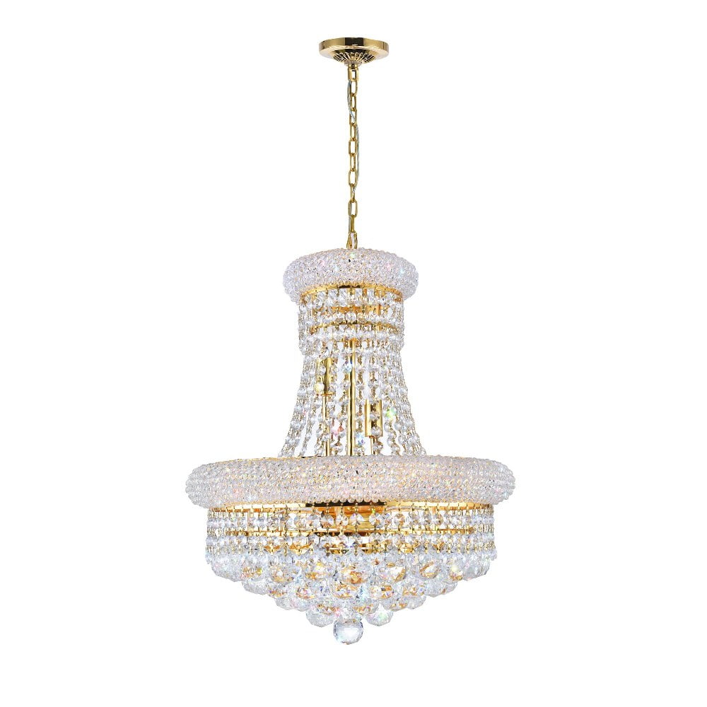 Empire Crystal Elegance 18" Gold Chandelier with Glittering Details