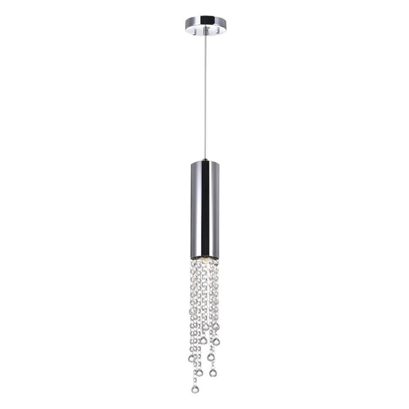 CWI Lighting Extended 1 Light Down Transitional Metal Mini Pendant in Chrome