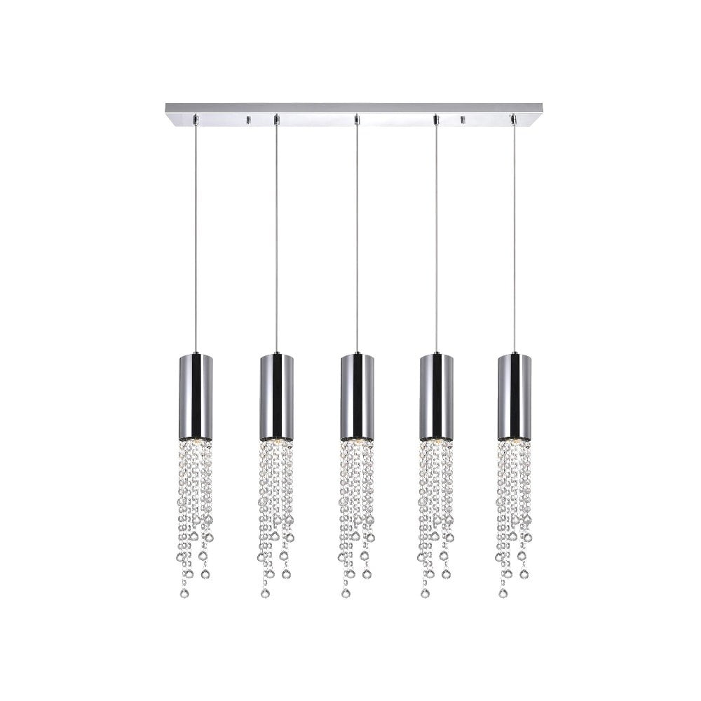 Elegant 40" Chrome Crystal Multi-Light Pendant Chandelier