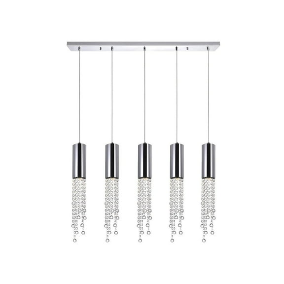 CWI Lighting Extended 5 Light Transitional Metal Pendant in Chrome