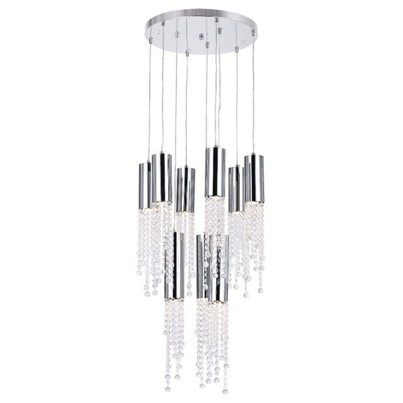 CWI Lighting Extended 9 Light Transitional Metal Pendant in Chrome