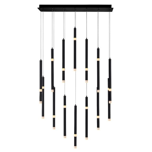 CWI Lighting Flute 14 Light Contemporary Metal LED Chandelier in Black