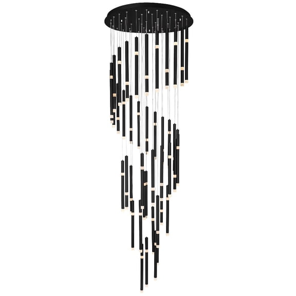 CWI Lighting Flute 54 Light Contemporary Metal LED Chandelier in Black