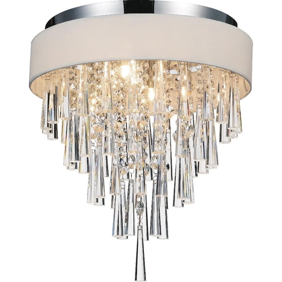 CWI Lighting Franca 4 Light Flush Mount Light with Metal Drum Shade in Chrome