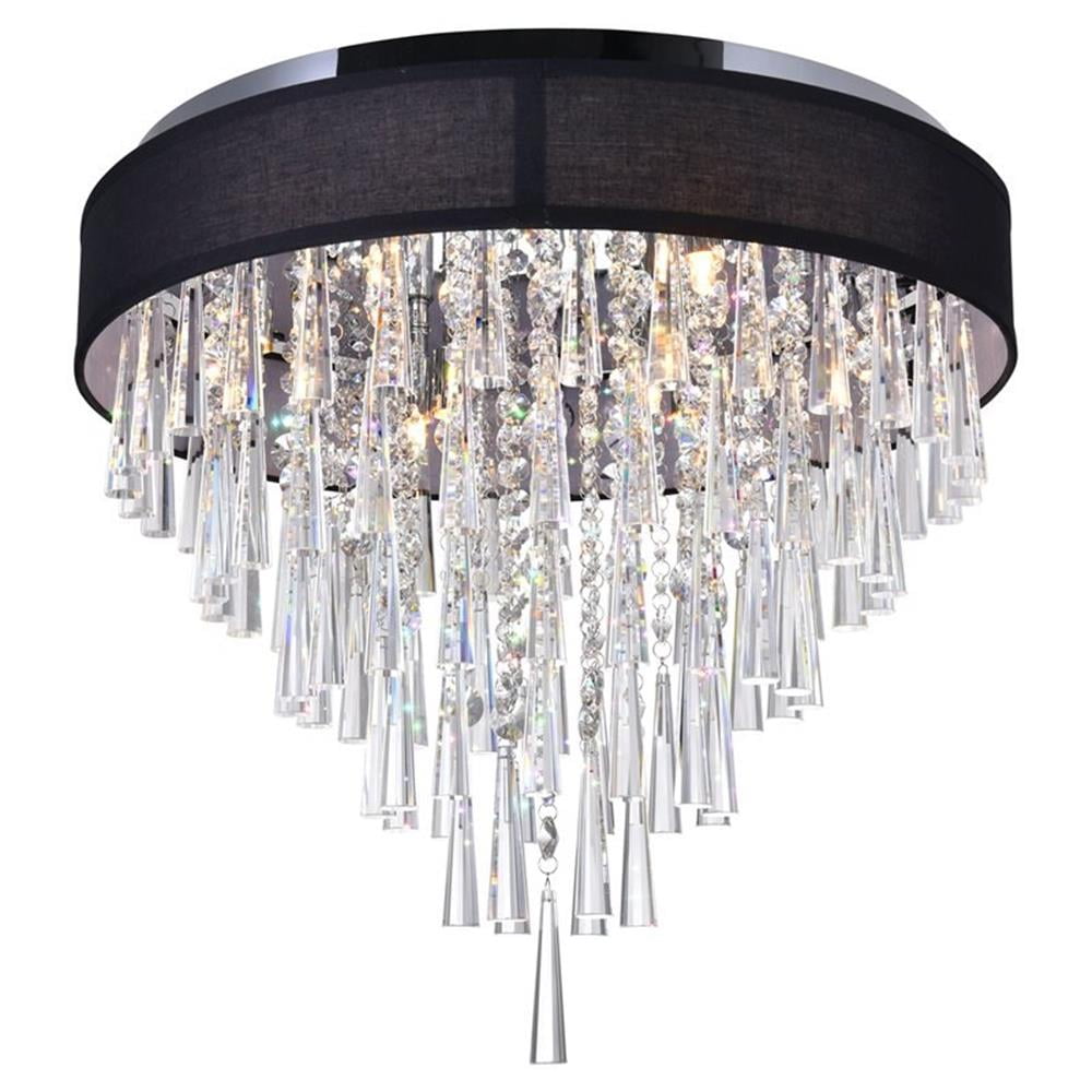 Franca 8-Light Chrome and Crystal Drum Shade Flush Mount