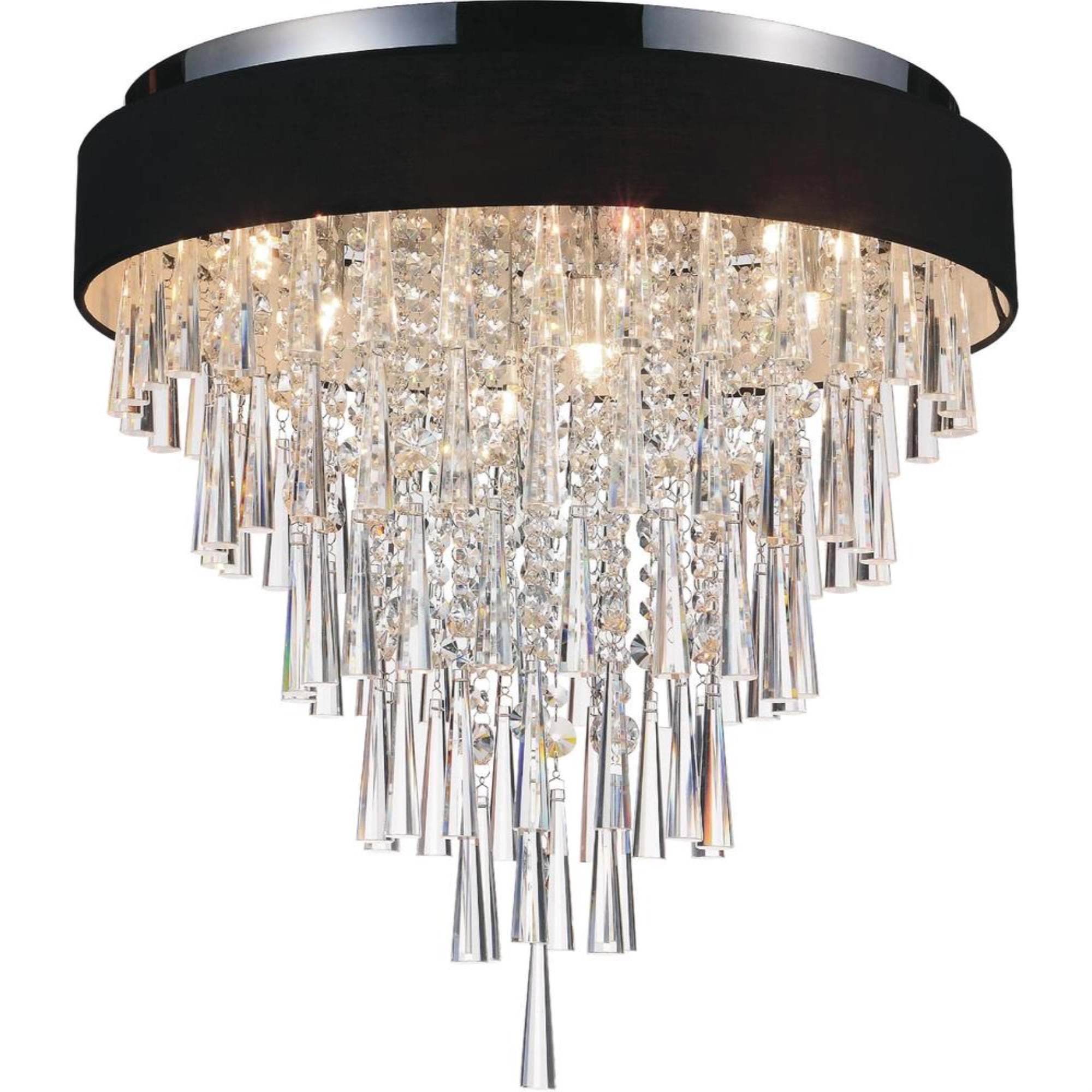 Franca 8-Light Chrome and Crystal Drum Shade Flush Mount