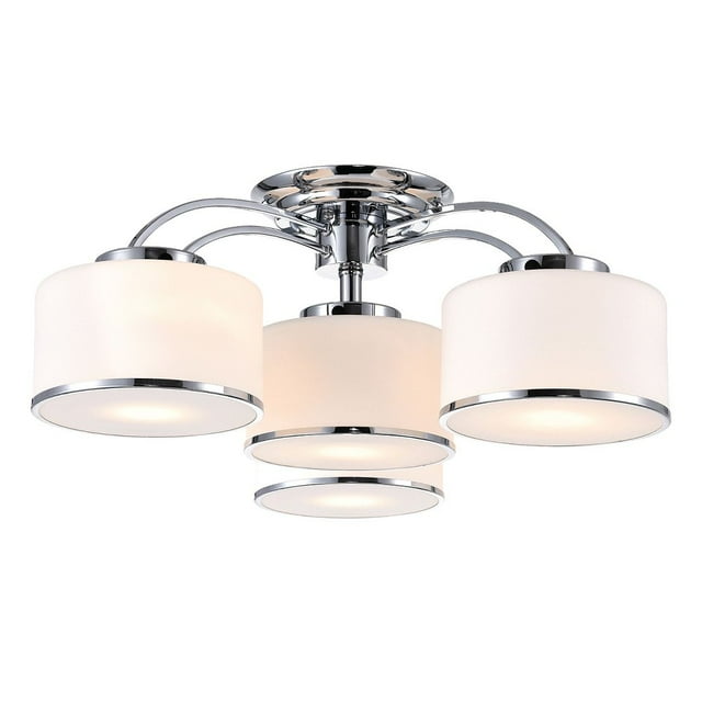 CWI Lighting Frosted 4 Light Drum Shade Metal Flush Mount in Chrome
