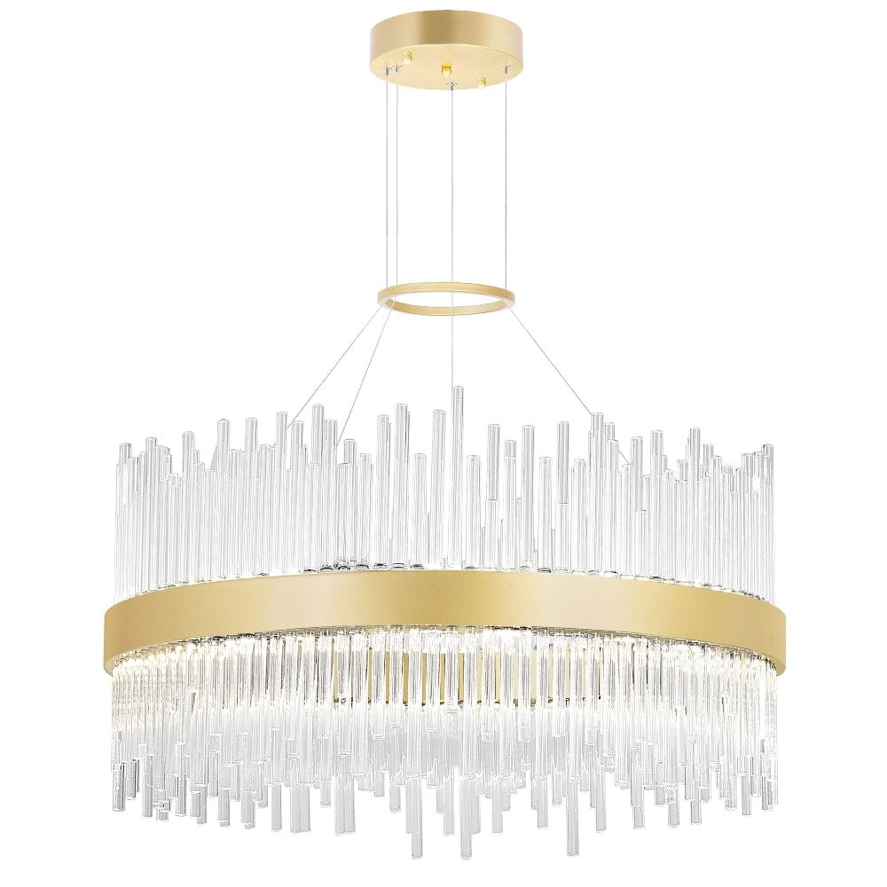Genevieve 24'' Medallion Gold LED Chandelier with Crystal Pillars