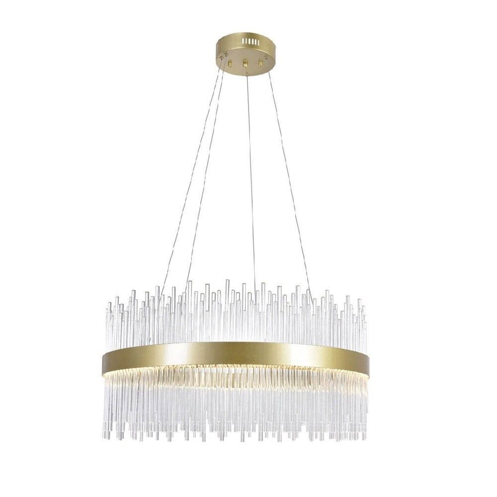 Genevieve 24'' Medallion Gold LED Chandelier with Crystal Pillars