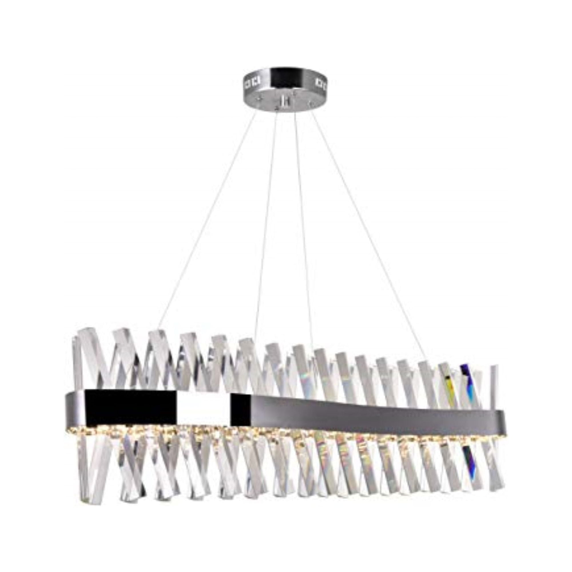 Glace 40" Chrome and Crystal LED Chandelier