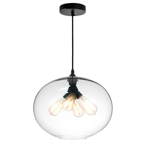 CWI Lighting Glass 4 Light Contemporary Metal Down Pendant in Clear