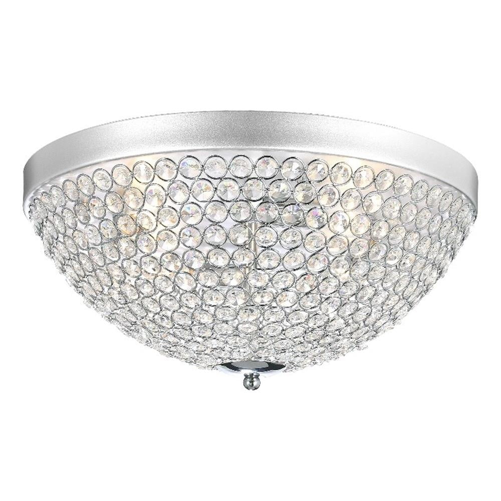 Chrome Crystal Bowl 4-Light Flush Mount Chandelier
