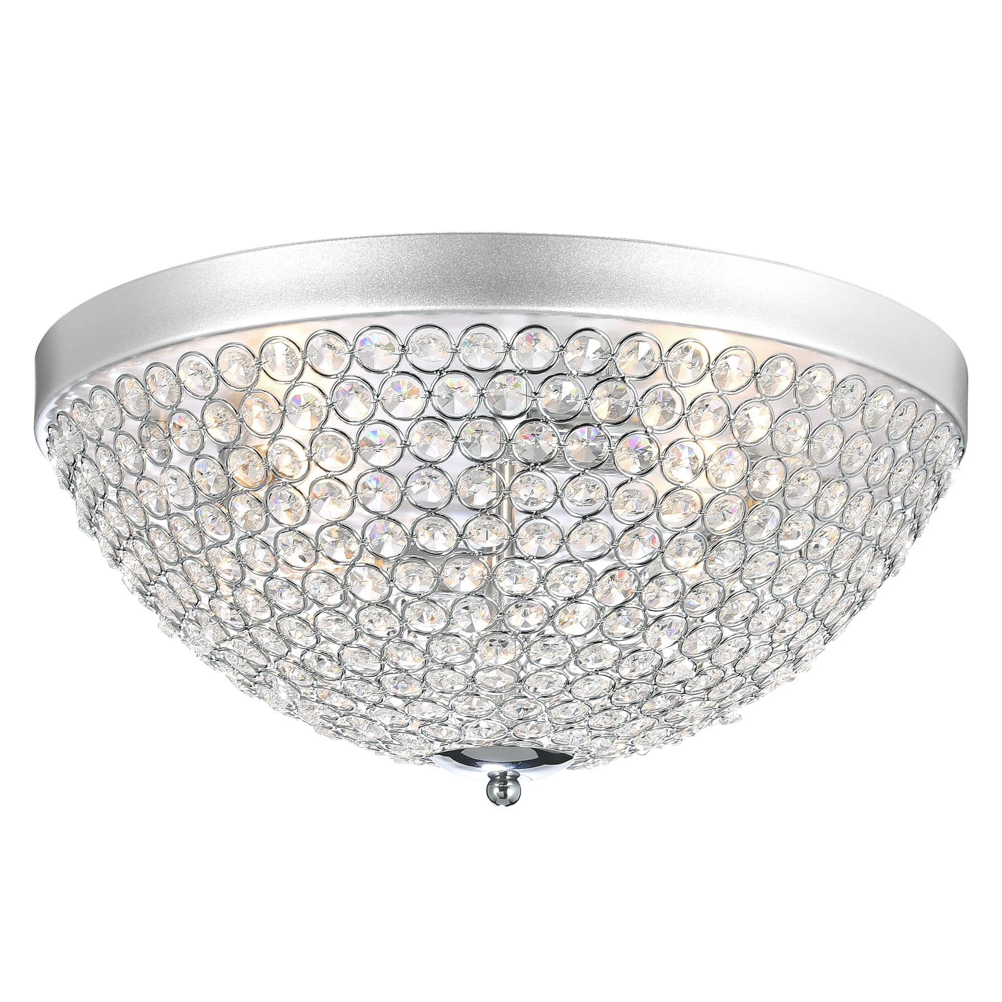 Chrome Crystal Bowl 4-Light Flush Mount Chandelier