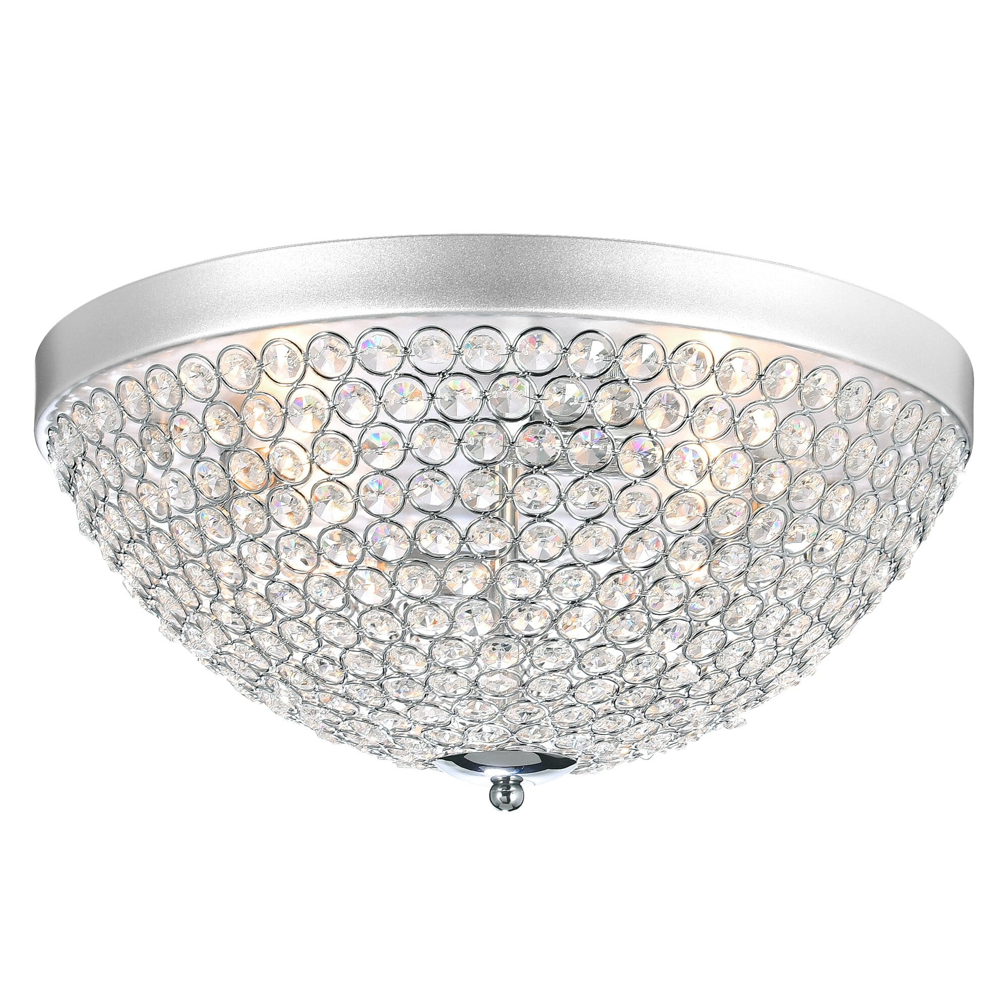 Chrome Crystal Bowl 4-Light Flush Mount Chandelier