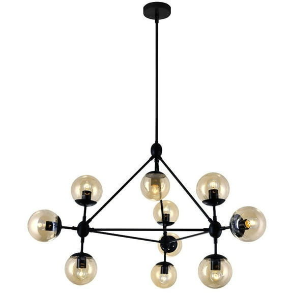 CWI Lighting Glow 10 Light Contemporary Metal Chandelier in Black
