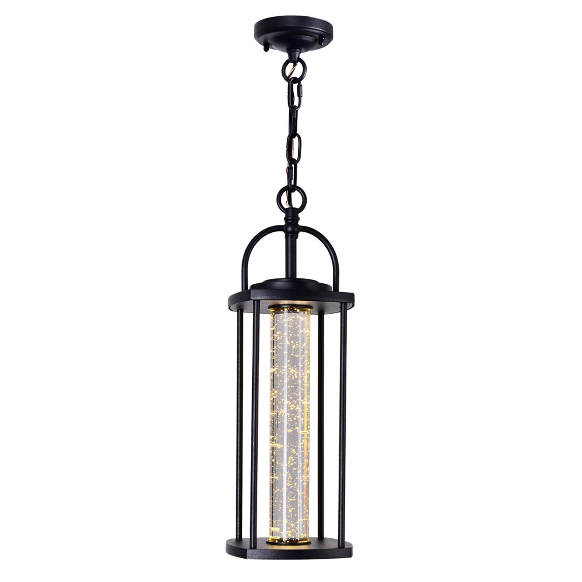 CWI Lighting Greenwood 1 Light Farmhouse Metal LED Outdoor Pendant in Black