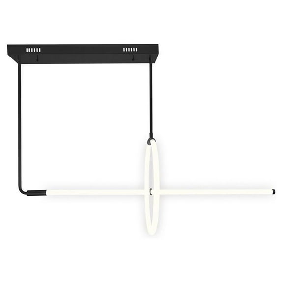 CWI Lighting Hoops 2 Light Contemporary Metal LED Chandelier in Black