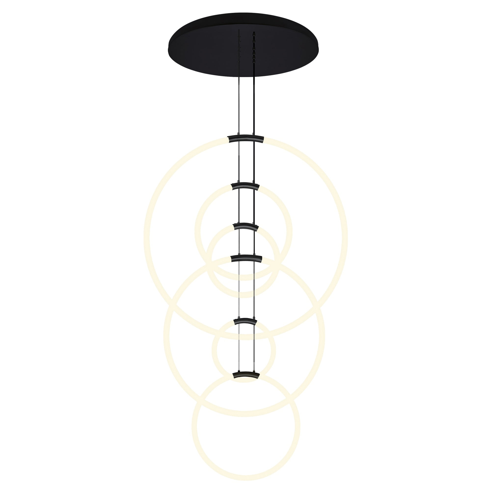 Black Metal 6-Light LED Chandelier with Hoops