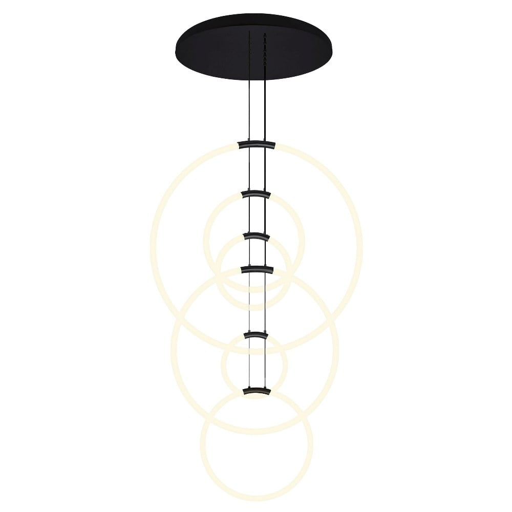 Black Metal 6-Light LED Chandelier with Hoops