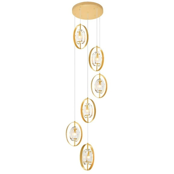 CWI Lighting Iris 26 Light Contemporary Metal Pendant in Brass