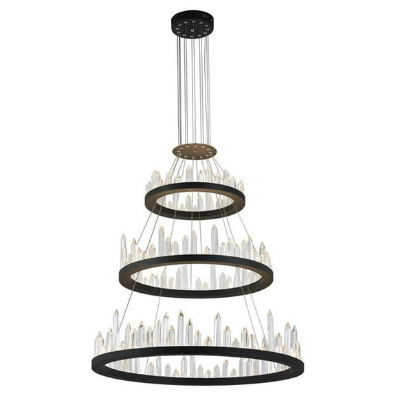 CWI Lighting Transitional Metal LED Chandelier in Black