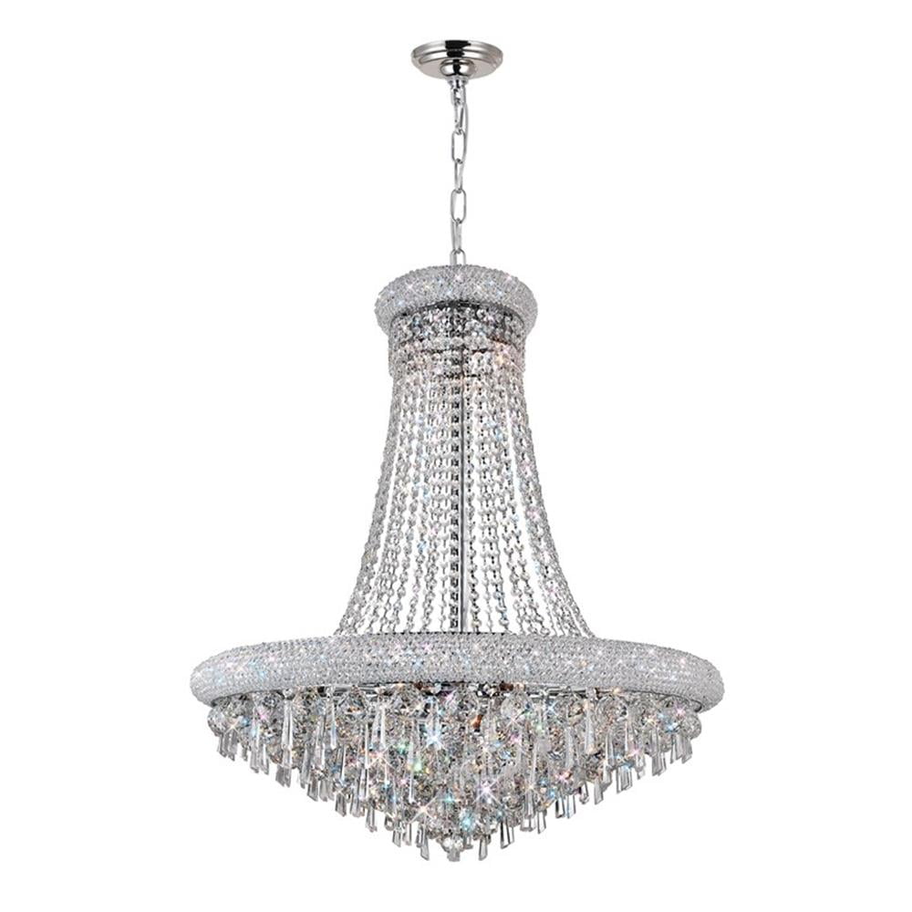Kingdom 36'' Chrome and Crystal Candle Chandelier