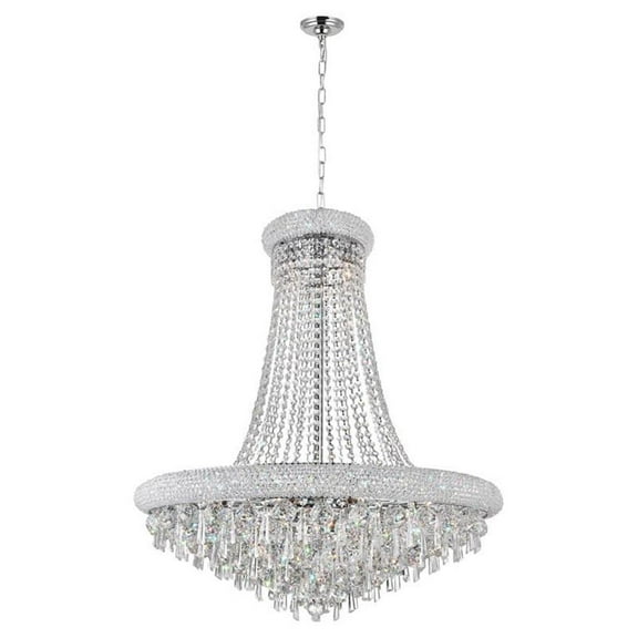 CWI Lighting Kingdom 30" 18 Light Down Transitional Metal Chandelier in Chrome