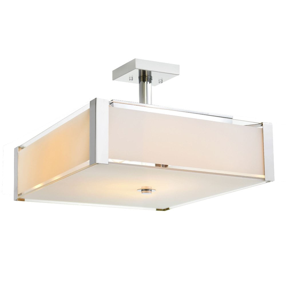 Lucie 17" Chrome Finish Drum Shade Chandelier with Frosted Glass