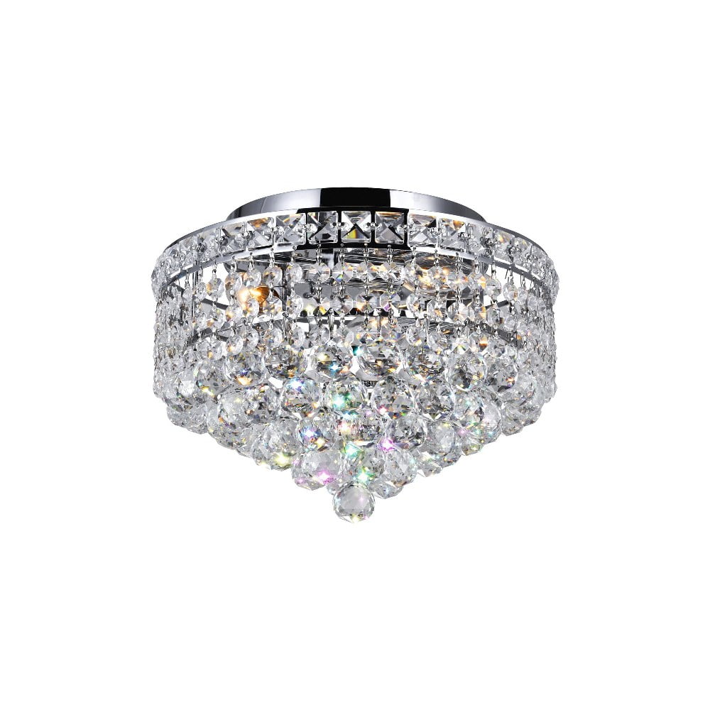 Luminous 12-Inch Chrome Crystal Globe Flush Mount Light