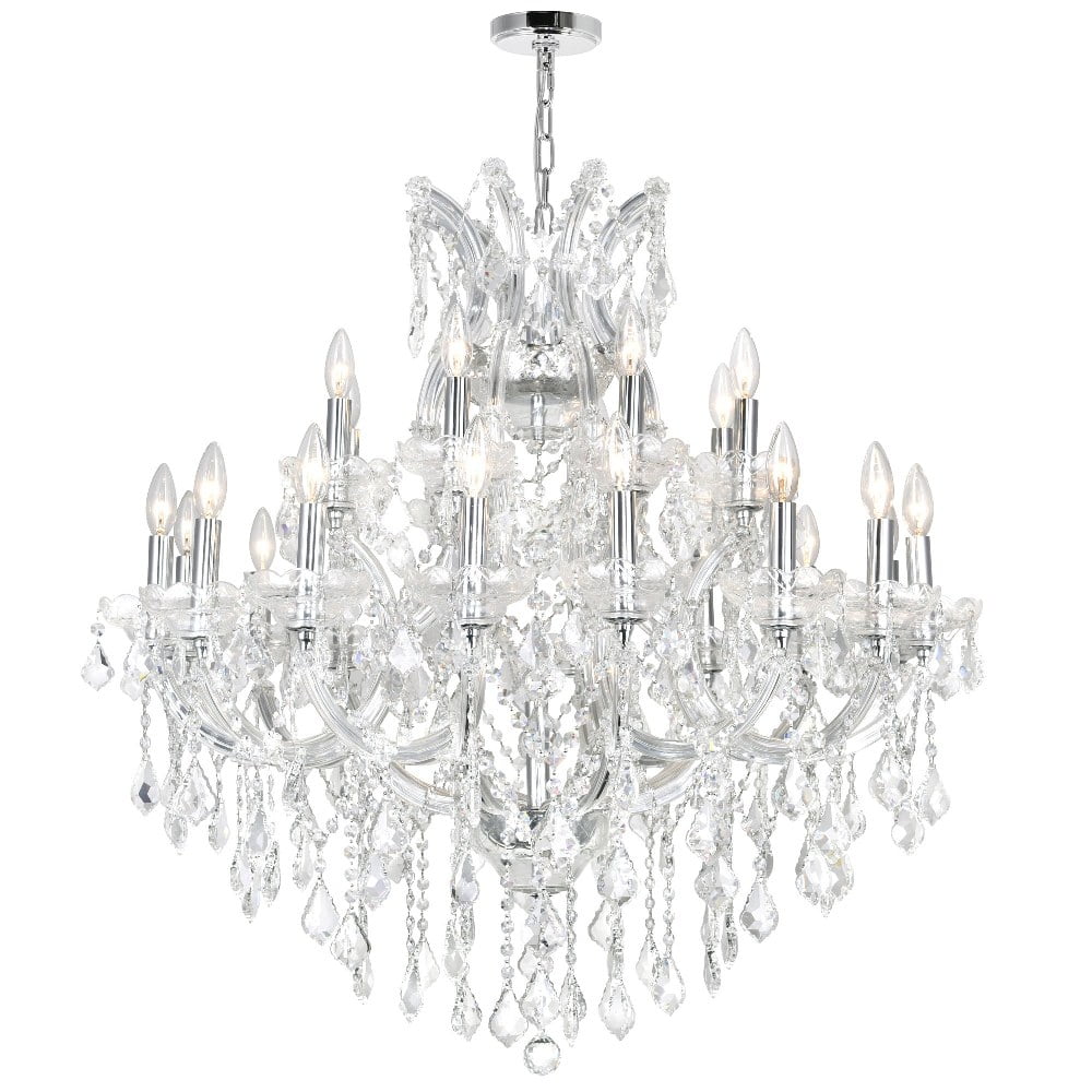 Maria Theresa 36" Chrome and Crystal 25-Light Chandelier