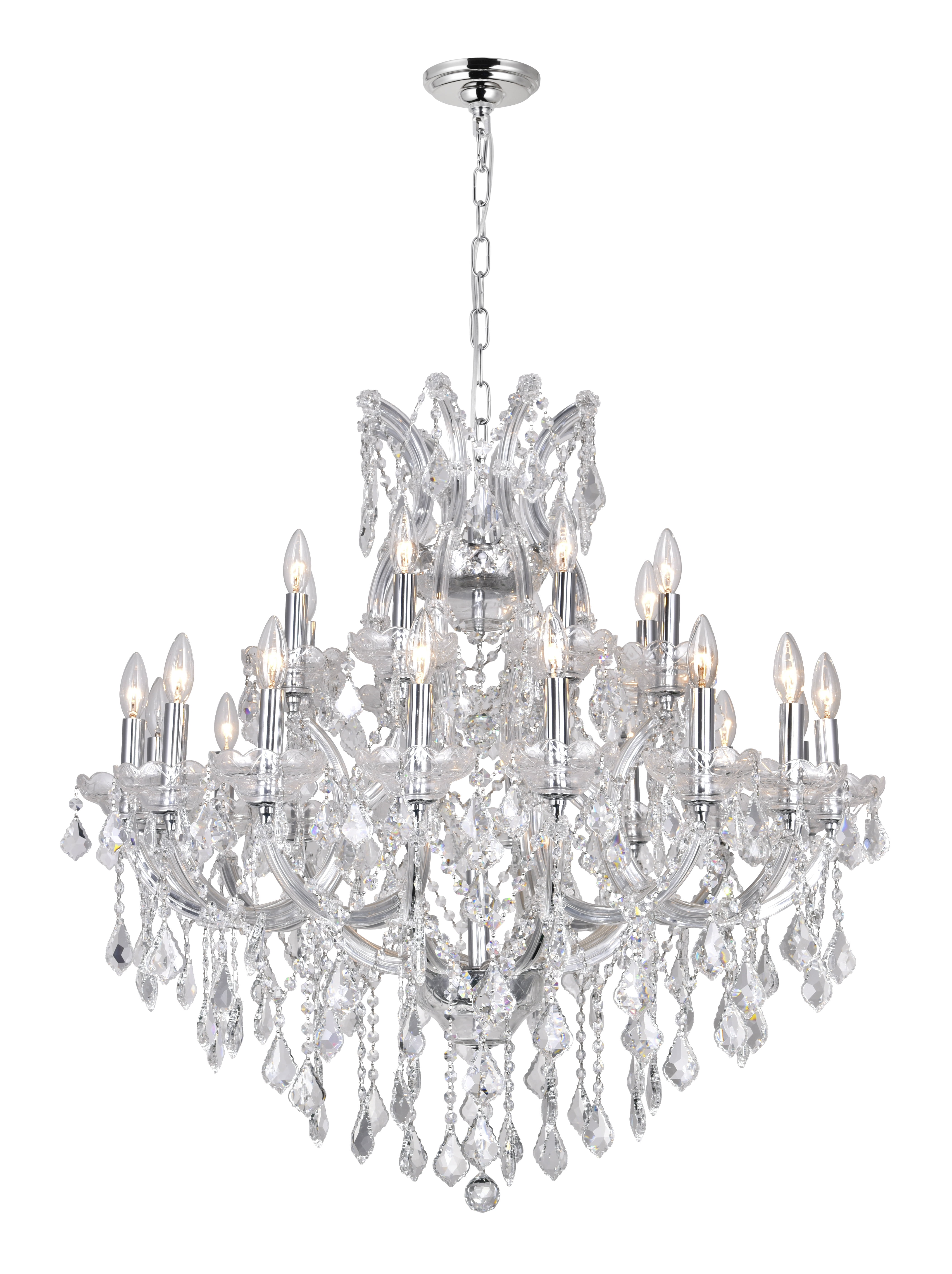Maria Theresa 36" Chrome and Crystal 25-Light Chandelier