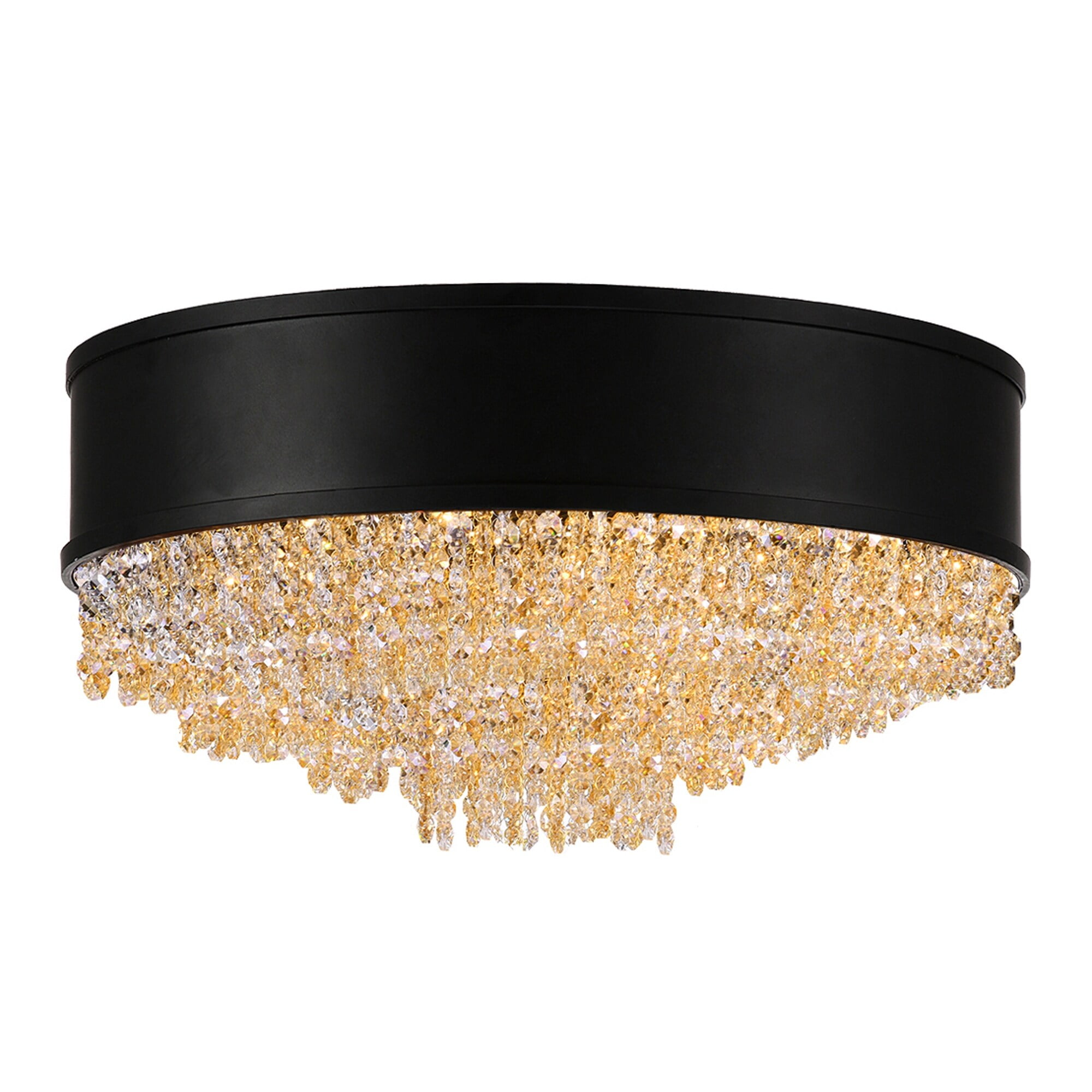 Medina Elegance 16" Crystal Black Drum LED Flush Mount