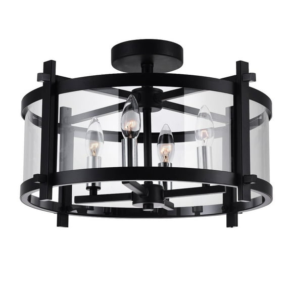 CWI Lighting Miette 4 Light Metal Cage Indoor Flush Mount in Black