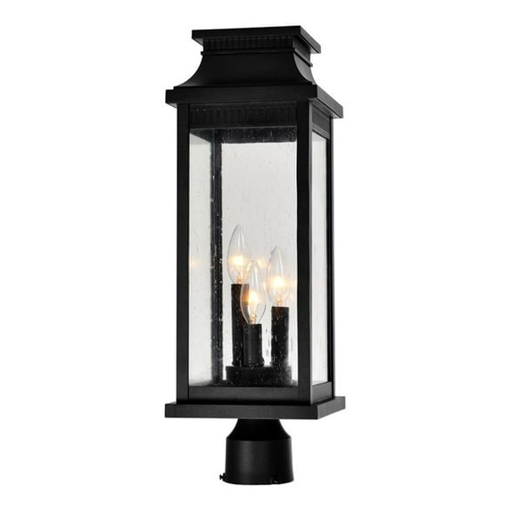 CWI Lighting Milford 3 Light Glass Outdoor Lantern Head in Black