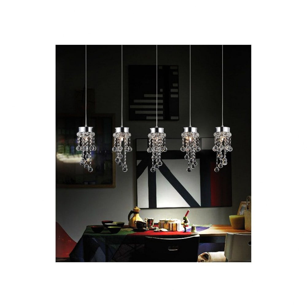 Elegant Crystal Cascade Globe Pendant in Chrome Finish